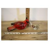 Two Birds, Ceramic Cardinal And Glass Bird.