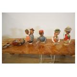 5 Anri Bottle Stoppers,  Carved Wood And Cork