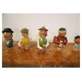 5 Anri Bottle Stoppers,  Carved Wood And Cork