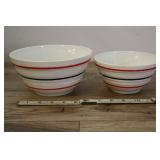 Vintage White Mixing Bowls, Red-black Stripe,5-7"
