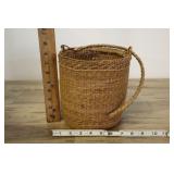 Vintage Sweet Grass Native American Basket, 8x8"