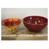 Two Red Mixing Bowls, 7" & 8"