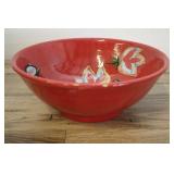 12" Red Salad Bowl Floral Design, Snow Productions