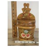 Vintage Ciola Wooden Salt Box Wall Mount Hand Pain