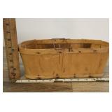 Split Wood Berry Basket, Open Top, Iron Handle And
