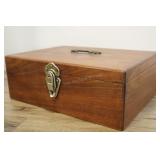 Wooden Storage-file Box, Brass Handle, 14.5x5"t