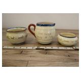 Torquay Watcombe Pottery Motto Ware Pitcher, Bowls