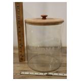 Large Glass Cookie Jar "grandma Cookie Co" W/ Wood