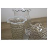 Set Of 3 Vintage Hobnail Vases, Wavy Rim