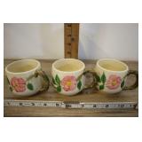 3 Franciscan Dessert Rose Cups, One Flee Bite