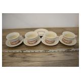 4 Vtg Staffordshire Shenango Cup And Saucers, 2o3