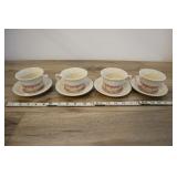 4 Vtg Staffordshire Shenango Cup And Saucers, 3o3