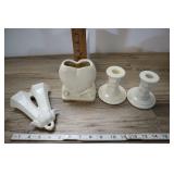 Ceramic Bud Vases And Candle Stands.