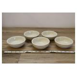 5 Sterling Vitrified China Bowls- Red  Gray Stripe