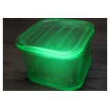 Small Square Uranium Glass Canister With Lid
