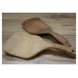 2 Vintage Wood Wooden Primitive Butter Spatuals