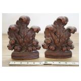 Two Floral Leaf-feather Book-ends.