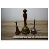 3 Vtg Bells, Copper, Brass, Pewter.