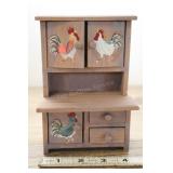 Doll House Cupboard, Decorated With Roosters,