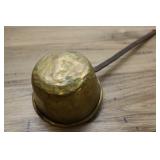 Antique Hand Forged Brass Ladle, Long Iron Handle