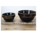 Vintage Ceramic Mixing Bowls, Purple Brown Glaze,