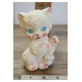 Vintage White Kitty Rubber Squeaky Toy, Blue Eyes