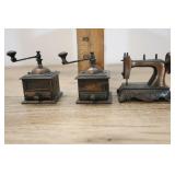 Miniature Coffe Grinders And Sewing Machine