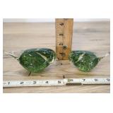 Glass Birds, Clear And Green, 3.5" And 4.5"