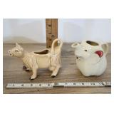 Vintage Ceramic Milk Pitchers, Cow And Elephant