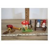 Wooden Pull Toy, S&p Shakers, Gnome Mushroom Bank