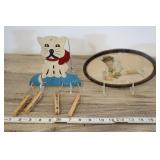 Doggy Clothespin Hanger Vtg Print Sleeping Girl