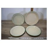 Green Rim Enamelware Plates