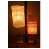 Pair Of Paper Lamps, White And Cream