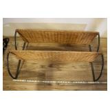 Wicker And Metal Wall Shelves.