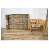 Bamboo Serving Tray And Stool.