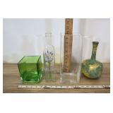 Assorted Glass, Vases And Bottle