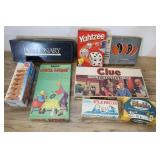 Assorted Games, Clue, Pictionary, Flinch.