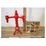 Wooden Handpainted Candle Stand & Ornaments.