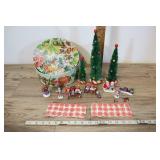 Miniature Trees And Figurines, With Tin.