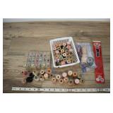Assorted Thread Spools And Bobbins. Zipper