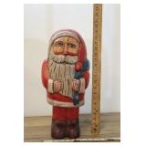 Carved Wooden Santa, 9x20"t