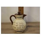 Vintage Motto Ware England Art Pottery Pitcher