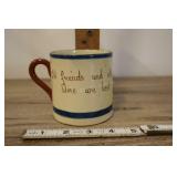 English Torquay Motto Ware Pottery, Cup Old Friend