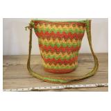 Hand Woven Purse, Green Yellow Orange