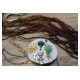 Collage Pendant And Beaded Necklace Earring Set