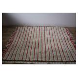 Vintage Rolled Style Rag Rug, Red Green & White