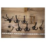 Vtg Cast Iron Multi Hook, Cast Iron Brass Hardware