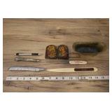 Assrtd Lot- Brass Tub, Vtg Letter Openers Ans Pens