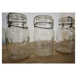 Three Vintage Atlas E Z Seal Quart Jars With Lids,