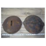 2 Cast Iron Lids, #8 - 10", And #9 10.75", No Make